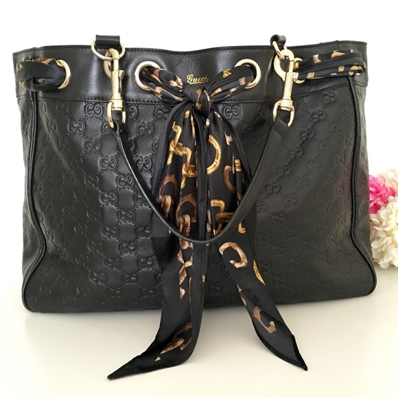 *SOLD*Gucci Positano XL leather Guccissima tote
