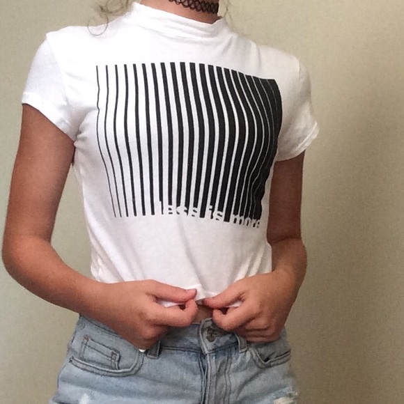 Urban Outfitters Black & White Graphic Crop Top