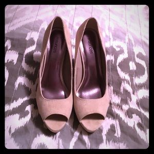 Nude peep toe heels