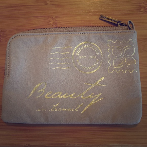 BCBG grey & gold leather beauty bag - Picture 1 of 4