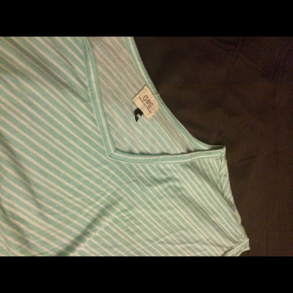 Sea foam Green and White Striped Boho Top