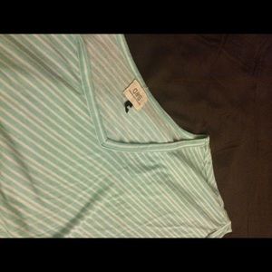 Sea foam Green and White Striped Boho Top