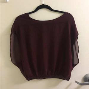 Sheer maroon flowy top