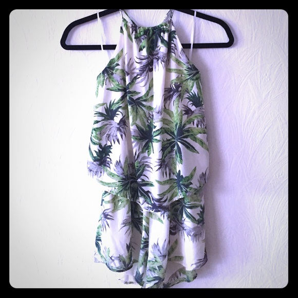 Palm Tree Halter Neck Romper