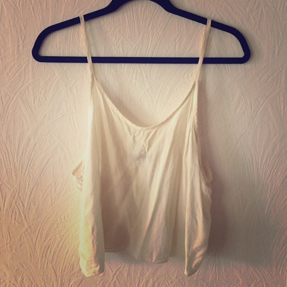 Cream sheer cropped tank top