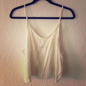 Cream sheer cropped tank top