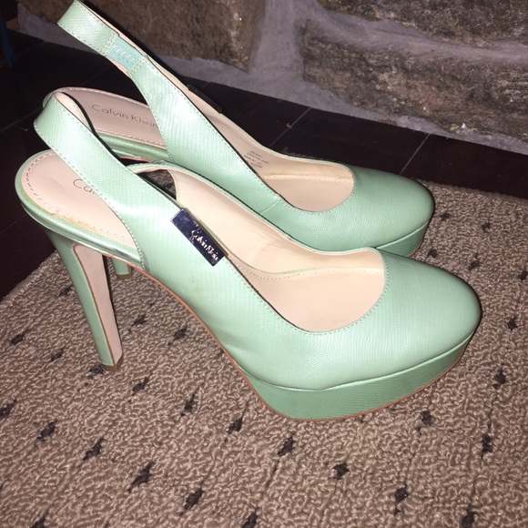 Calvin Klein sling back closed toe platform heel