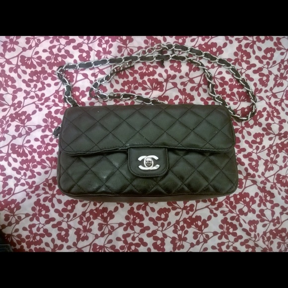 Black quilted flap bag
