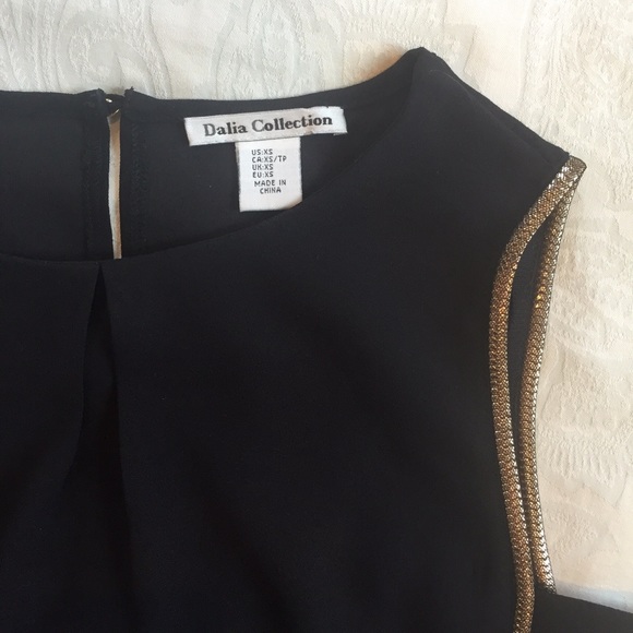 Gold trim black blouse