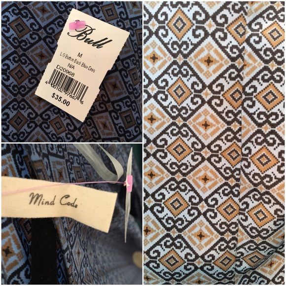 Blue Cross Long Sleeved Dress Medium - Picture 4 of 4