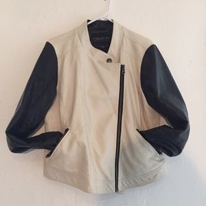 Colorblock Leather Jacket