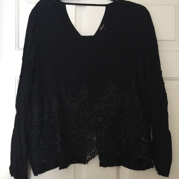 Black Lace Front Top
