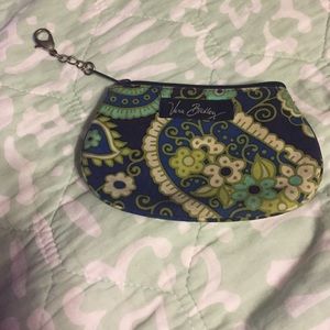vera bradley blue and green keychain wallet