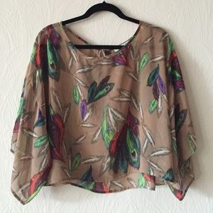 Sheer batwing sleeve blouse