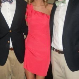 Gianni Bini One Shoulder Silk Ruffle Dress