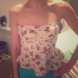 Kimchi Blue Floral Strapless Top