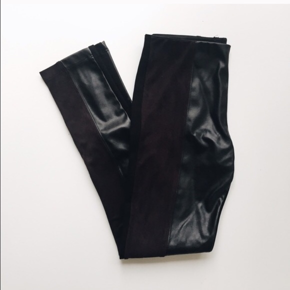 Black Zara Suede & Leather Leggings