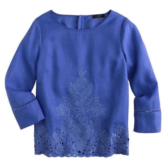 J. Crew Tops - J. Crew Linen Embroidered S