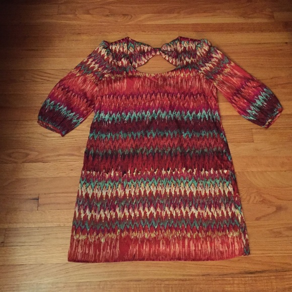 Funky ikat shift dress with opening in back