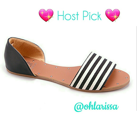 Betani Shoes - Black & White Striped Sonya Sandal