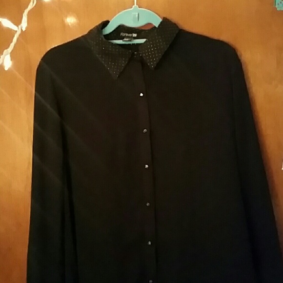 Forever 21 black blouse with gold spots