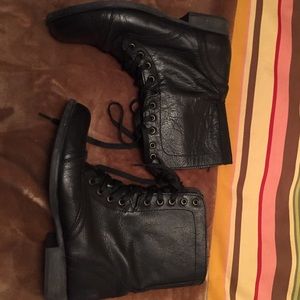 Black lace up combat boots