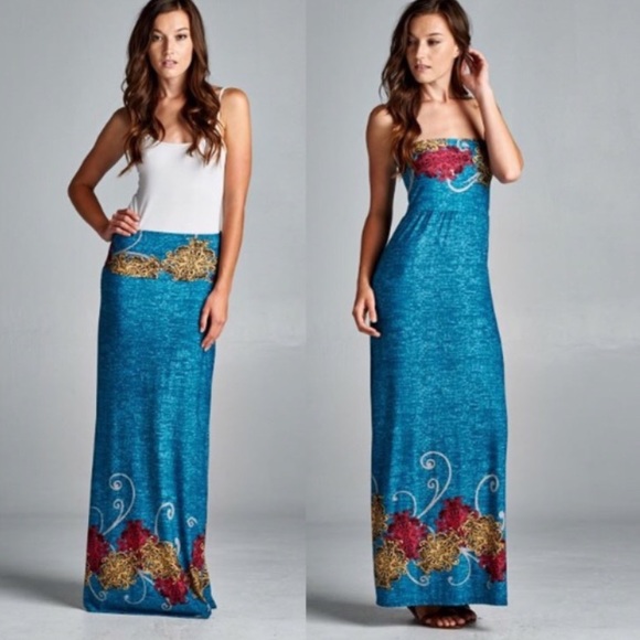 2 Way Maxi Skirt - Teal - Picture 2 of 4