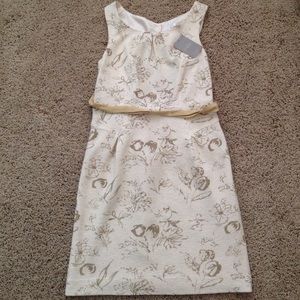 Cream printed sleeveless dress
