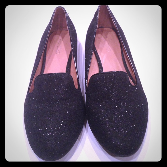 ALDO Black Glitter Loafers