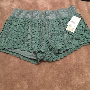 Turquoise crochet shorts new with tag