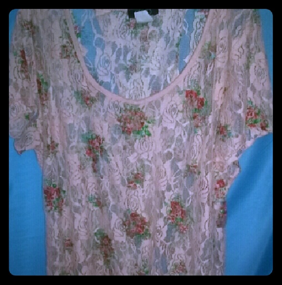 Sheer floral top with opened back