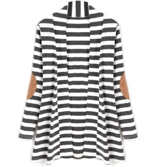 💟Long Sleeve Striped Cardigan with Elbow Patches!