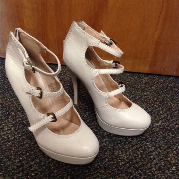 Cream strappy heels