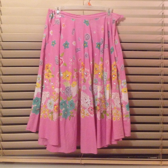 Pink floral skirt