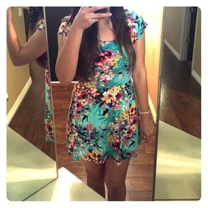 Floral Dress with Open Back Heart Cutout