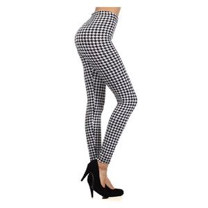 Houndstooth Patterned High Waisted Pants