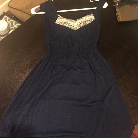 Navy blue summer dress with lace