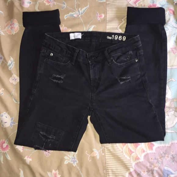 Black distressed high rise boyfriend jeans - Picture 2 of 4