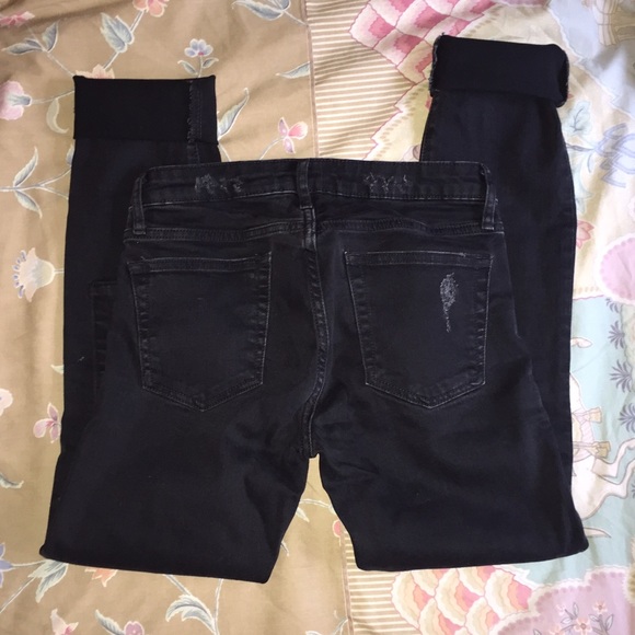 Black distressed high rise boyfriend jeans - Picture 3 of 4