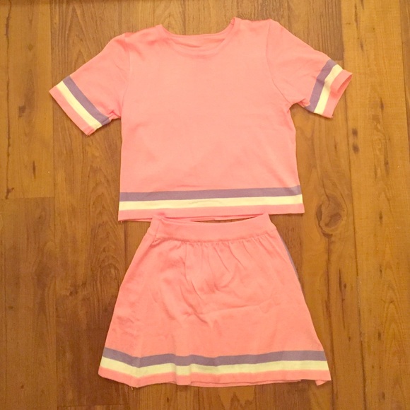 Pink striped knit set