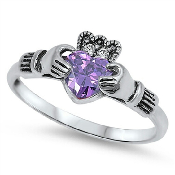 Purple Claddagh Ring Sz 7