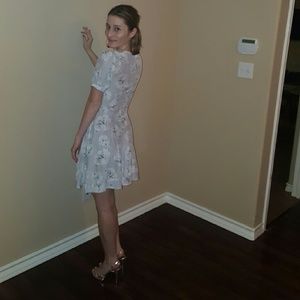 Kimichi Blue silk grey floral lace dress size xs