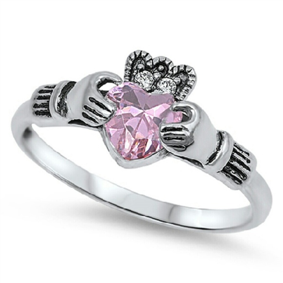 Pink Claddagh Ring Sz 7