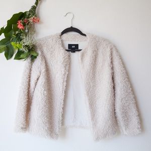 Bone White Faux Fur Jacket