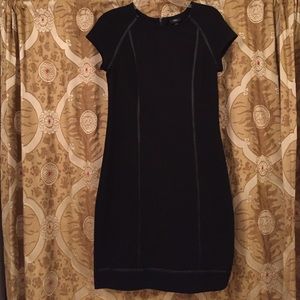 Black Bodycon Dress with Leather Piping SZ S