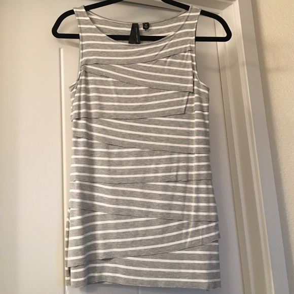 Gray and white tank