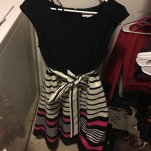 Black white and pink spring dress