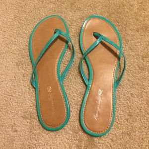 Teal flip flops