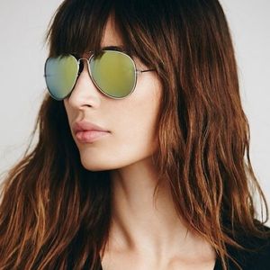 ❤️BOGO❤️New Free People Yellow Mirrored Aviator
