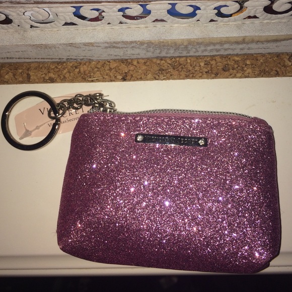 VICTORIAS SECRET PINK SPARKLE KEYCHAIN POUCH